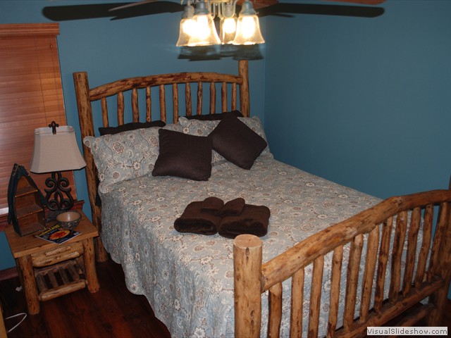 Light blue bedroom closest to the guest bathroom.<br/>
